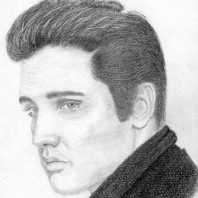 Caren d'Ache and Derwent Graphite pencils Graphite drawing of a young Elvis