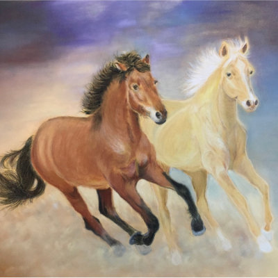Wild horses, Pan Pastel on 24x30cm Pastelmat